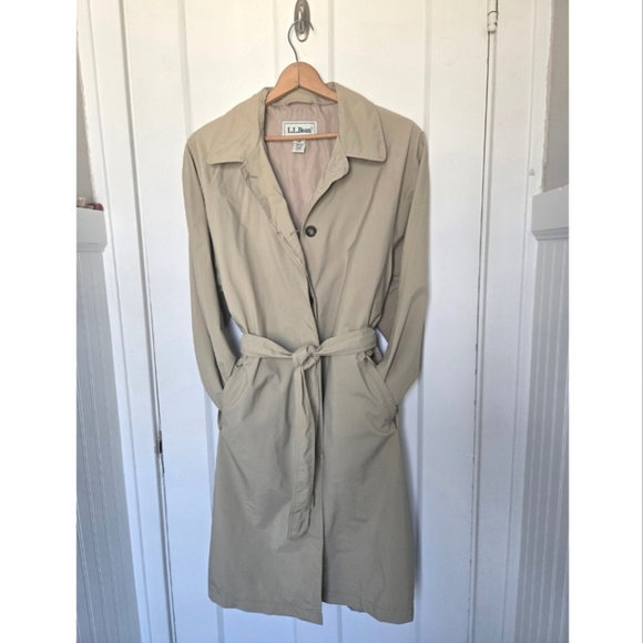 L.L. Bean VTG Timeless Button Down Trench Coat In Beige Women's Large Gore-tex - Picture 1 of 12